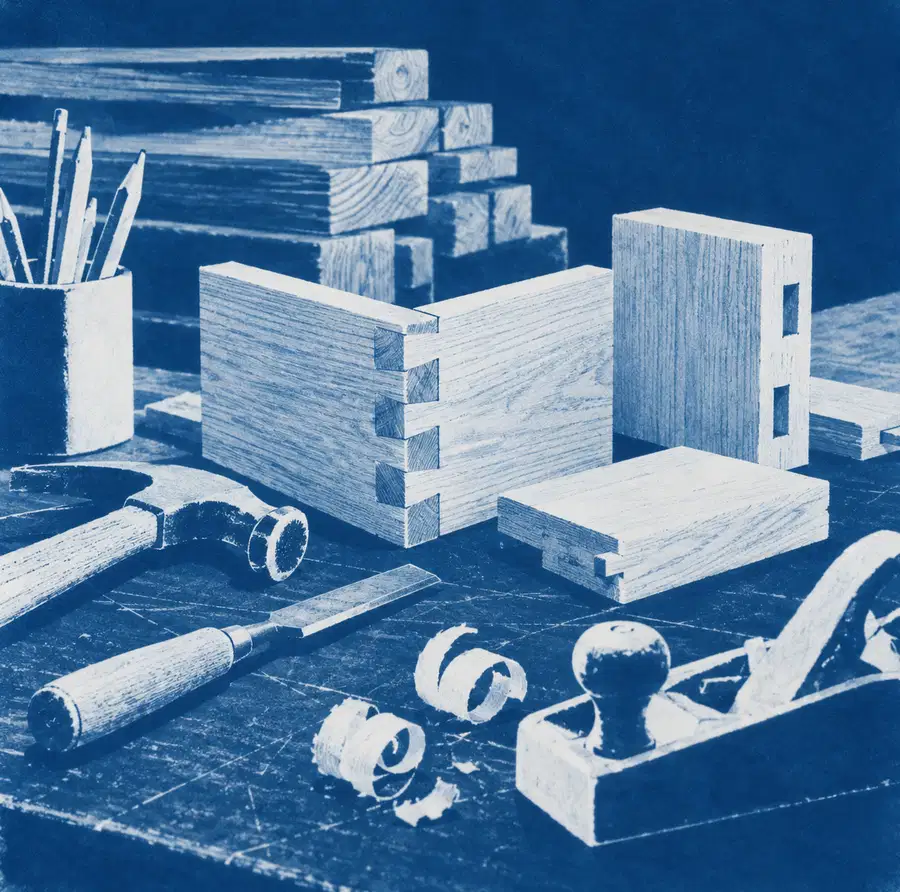 Illustration of construction businesses equipment and workspace